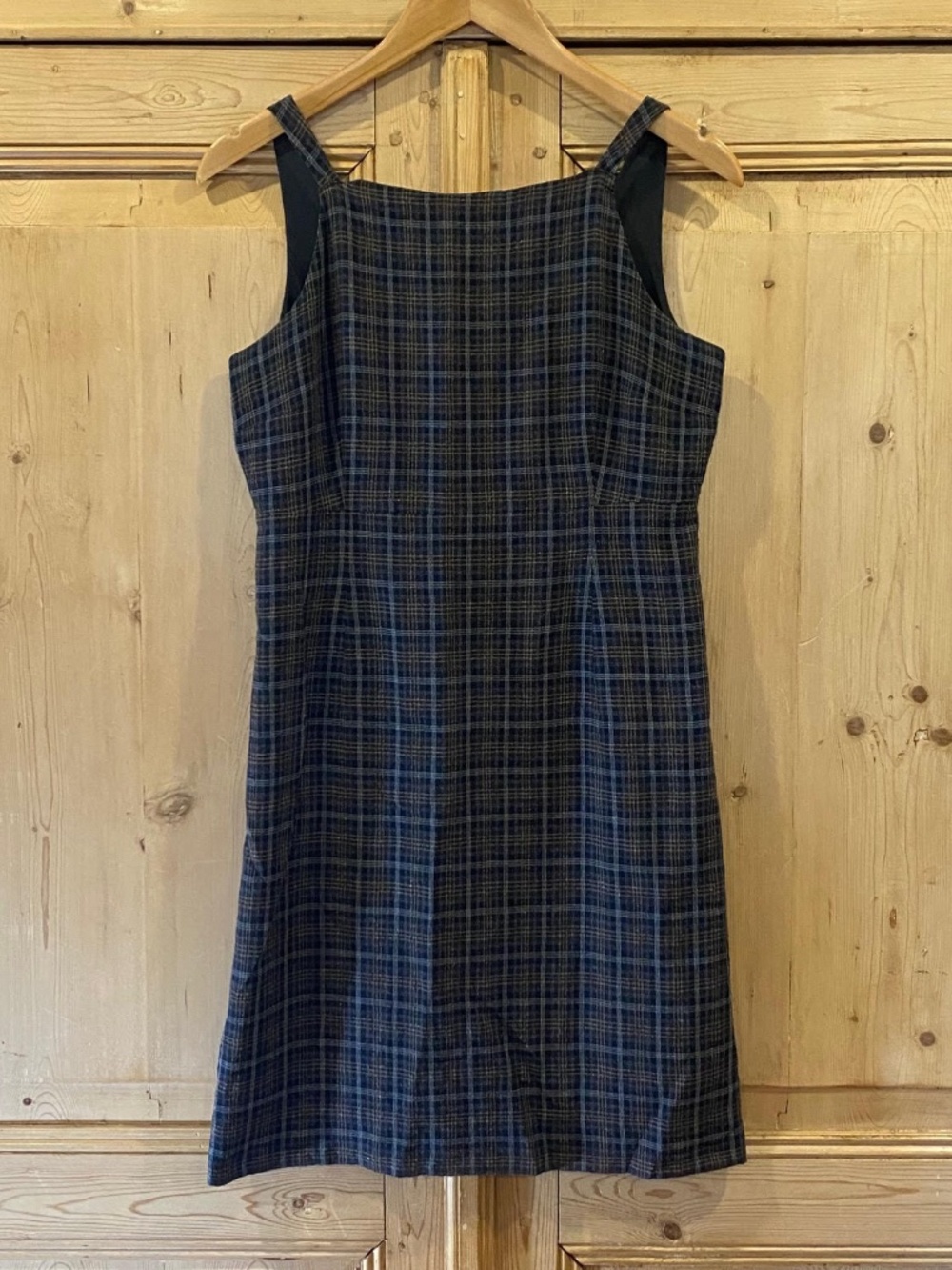 Vintage Esprit De Corp Plaid Pinafore V-Back Form-fitting Jumper Dress 9/10